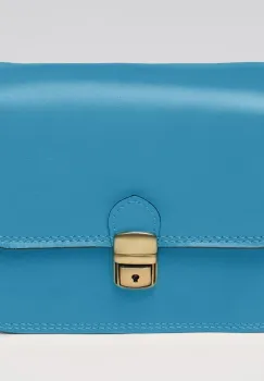 Geanta crossbody albastra din piele naturala tip postas imagine