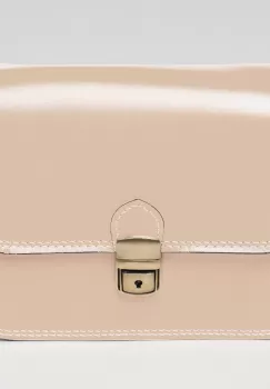Geanta crossbody bej deschis din piele naturala tip postas imagine