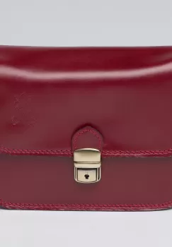 Geanta crossbody bordo din piele naturala, tip postas imagine