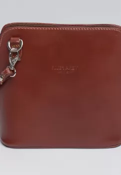 Geanta crossbody, coniac, din piele naturala imagine