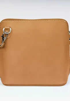 Geanta crossbody, din piele naturala, capucino imagine