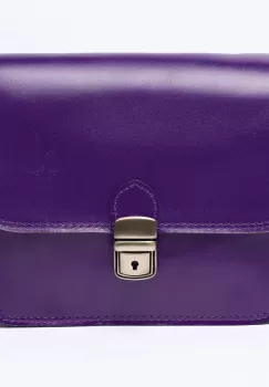 Geanta crossbody din piele naturala, tip postas, mov imagine