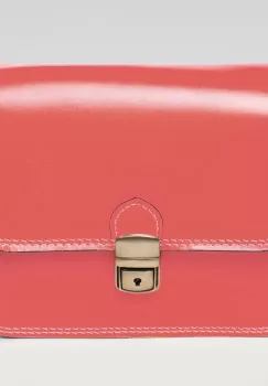 Geanta crossbody din piele naturala, tip postas, roz somon imagine