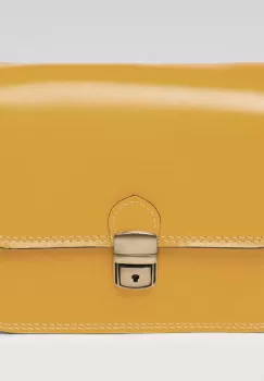 Geanta crossbody galben mustar din piele naturala, tip postas imagine