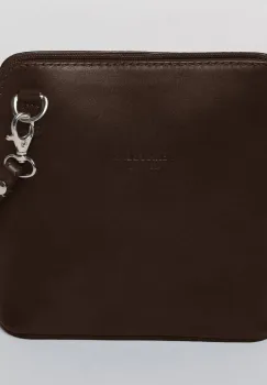 Geanta crossbody, maro inchis, din piele naturala imagine