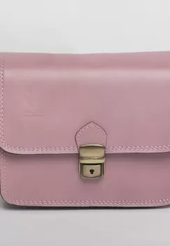 Geanta crossbody roz prafuit din piele naturala, tip postas imagine