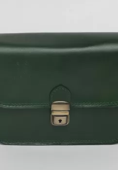 Geanta crossbody verde din piele naturala, tip postas imagine