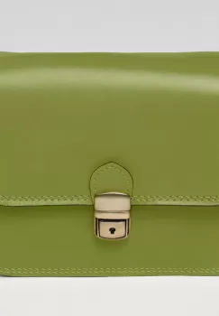 Geanta crossbody verde oliv din piele naturala tip postas imagine