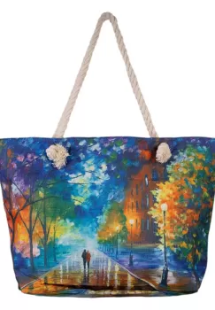 Geanta de plaja din material textil, cu imprimeu nocturn imagine