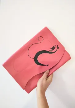 Geanta handmade roz cu pisicuta,unicat imagine