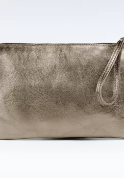 Geanta plic crossbody auriu inchis, din piele naturala imagine