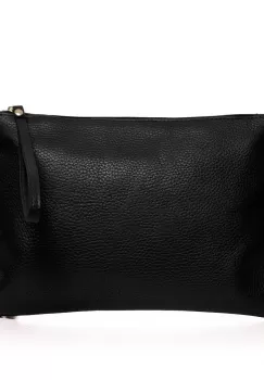 Geanta plic crossbody neagra, din piele naturala imagine