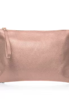 Geanta plic crossbody roz deschis, din piele naturala imagine