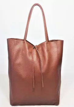 Geanta shopper caramizie din piele naturala imagine