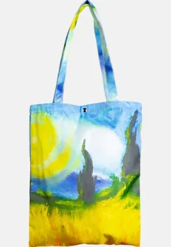 Geanta shopper din material textil, cu imprimeu inspirat dintr-o pictura a lui Vincent Van Gogh imagine