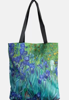 Geanta shopper din material textil, imprimata cu reproducere dupa Irisi - de Van Gogh - Shopika imagine
