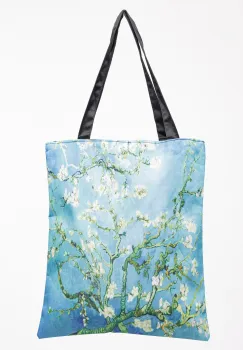 Geanta shopper din material textil, imprimata cu reproducere dupa Migdal Inflorind de Van Gogh imagine