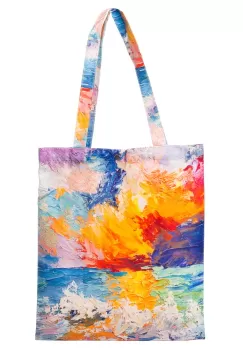 Geanta shopper din material textil, imprimeu inpirat dintr-o pictura moderna imagine