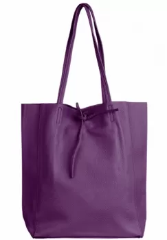 Geanta shopper din piele naturala, mov imagine