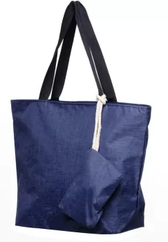 Geanta shopper multifunctionala medie din material textil panzat, bleumarin imagine