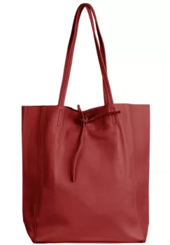 Geanta shopper rosu inchis din piele naturala imagine
