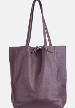 Geanta shopper visiniu din piele naturala imagine