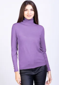 Helanca pulover cu guler inalt, cu cashmere, lila imagine