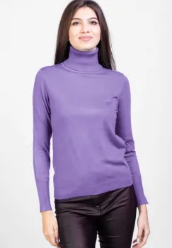 Helanca pulover cu guler inalt, cu cashmere, mov lavanda imagine