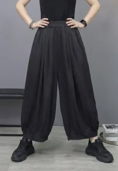 Pantaloni dama tip balon cu talie elastica si croi amplu imagine