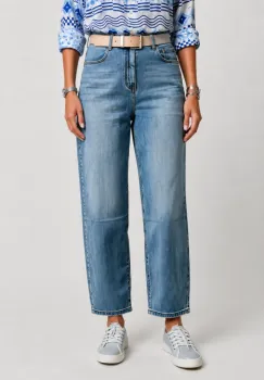 Pantaloni jeans denim CUDI, croiala balon, cu curea inclusa imagine