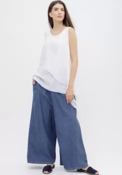 Pantaloni largi de vara din bumbac , denim imagine