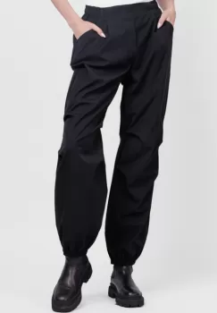 Pantaloni negri smart-casual cu elastic, nesifonabili imagine