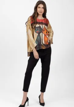 Pantaloni pana negri din jerseu de vascoaza, casual imagine