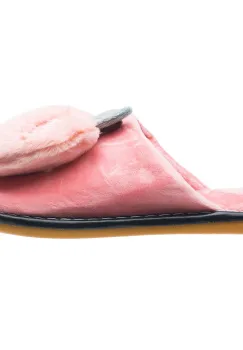 Papuci de casa roz cu decoratiune Apple imagine