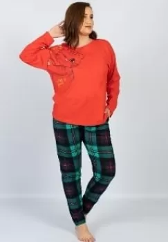 Pijama batal din bumbac doua piese cu imprimeu jucaus Pisica imagine