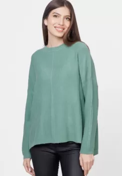 Pulover drept, la baza gatului, din vascoza si lana, verde imagine