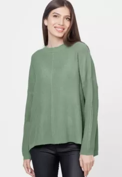 Pulover drept, la baza gatului, din vascoza si lana, verde kaki imagine