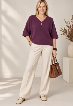 Pulover pufos cu alpaca, oversize cu maneca fluture, visiniu imagine