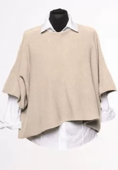 Pulover versatil cu maneca fluture din vascoza, bej imagine