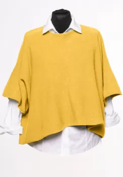 Pulover versatil cu maneca fluture din vascoza, galben imagine