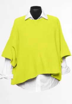 Pulover versatil cu maneca fluture din vascoza, galben lime imagine