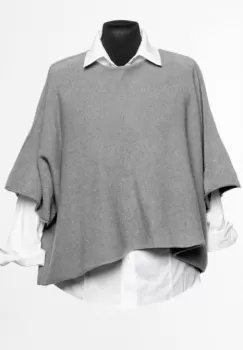 Pulover versatil cu maneca fluture din vascoza, gri imagine