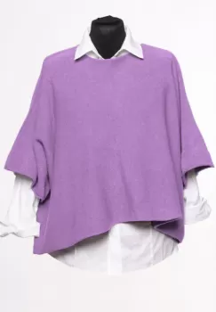 Pulover versatil cu maneca fluture din vascoza, mov deschis imagine