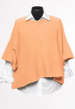Pulover versatil cu maneca fluture din vascoza, piersica imagine