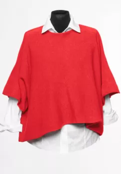 Pulover versatil cu maneca fluture din vascoza, rosu imagine