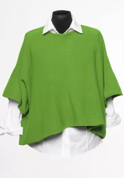 Pulover versatil cu maneca fluture din vascoza, verde crud imagine