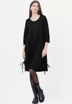 Rochie A line , din tricot, cu sireturi laterale, neagra imagine