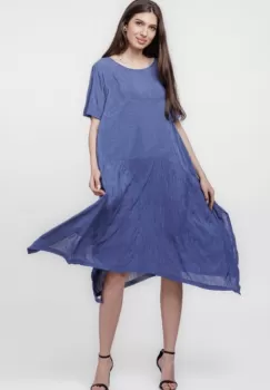 Rochie A-line in colturi albastru jeans imagine