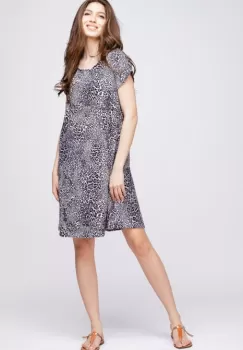 Rochie A line midi, silky, cu imprimeu animal print leopard imagine