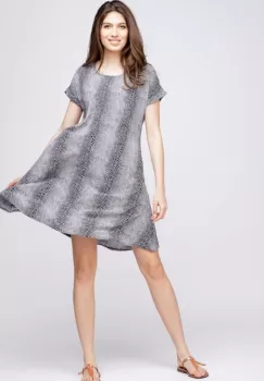 Rochie A line midi, silky, cu imprimeu animal print sarpe imagine